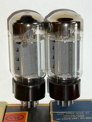 Super Rare Pair LINDAL JAPAN FAT BOTTLE EL34 6CA7 Tubes Matched @ 38 & 38 M/A