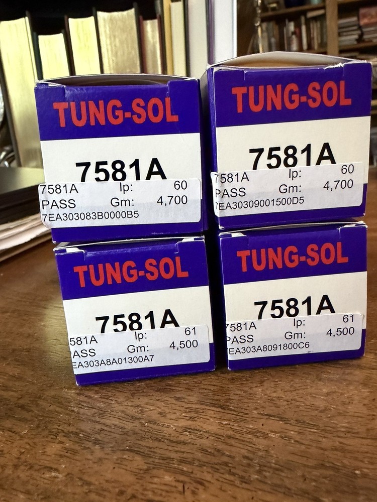 Brand New Tung-Sol Reissue 7581A KT66 Current Matched Quad (4) Vacuum Tubes