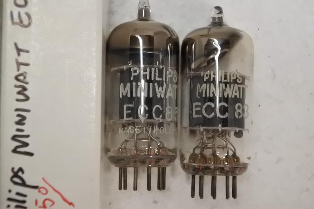 (2) EARLY PHILIPS Miniwatt FOIL STRIP O GETTER