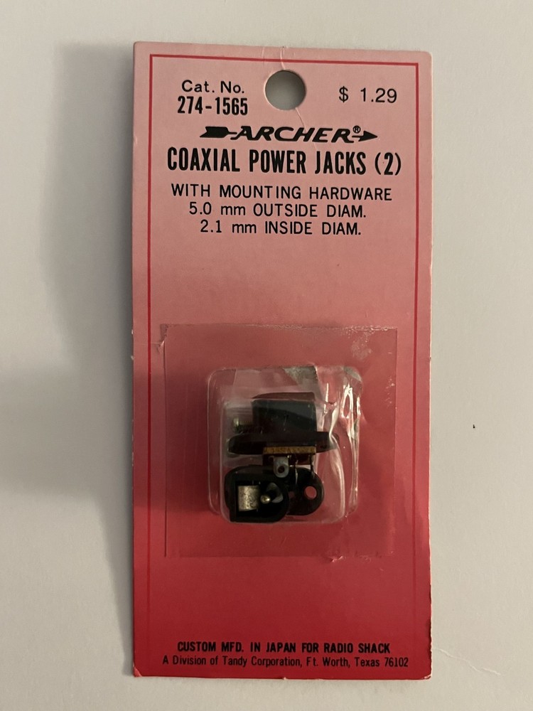 Radio Shack Coaxial Power Jacks (2) 274-1565 Tandy Archer 🔥NEW NOS💥