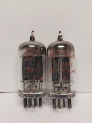 ECC82 12AU7 Brimar Black Plates Red Tip Selected Pair