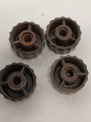 Vintage Motorola Tube Radio Knobs Lot of 4 Brown Scalloped Splined Control Knobs