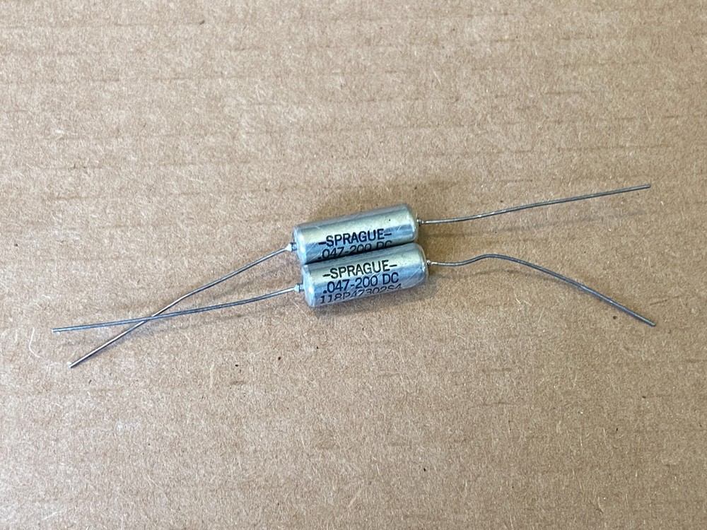 2 NOS Vintage .047 uf 200v Sprague 118P Vitamin Q Capacitors (Qty)