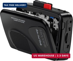 Portable Cassette Player Tape Recorder Walkman with Built-In Speaker Microphone