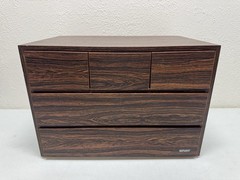 STANNY Rosewood Cassette Cabinet Wood Holder Japan Holds 117 Tapes – Excellent