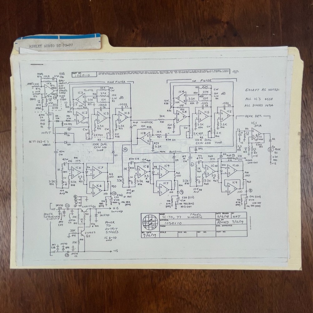 VINTAGE ASHLEY AUDIO SC 70-77 SCHEMATICS