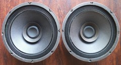 vintage pair 10″ full-range woofers marked DWK3 PURE 10, c.1975—very good cond