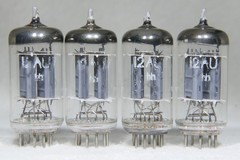 Matched Quad Telefunken ECC82/12AU7 Long Ribbed Plate Diamond Bottom 1956 Strong