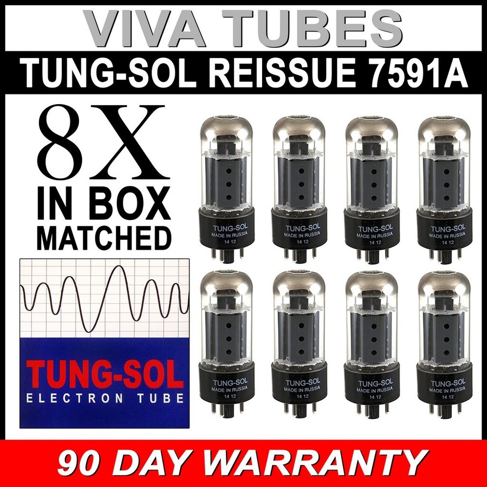 Brand New Tung-Sol Reissue 7591A Plate Current Matched Octet (8) Vacuum Tubes