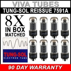 Brand New Tung-Sol Reissue 7591A Plate Current Matched Octet (8) Vacuum Tubes