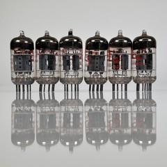 (Set of 6) Vintage Raytheon JAN-CRP 5814A 12AU7 Mil-Spec Tubes Black Plates