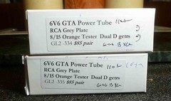 Matched Pair RCA Grey Plate 6v6 GTA Power Tubes Both Test 110+ Strong!