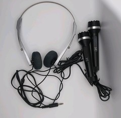 Vintage Japan Made Dynamic Microphones & Lightweight Stereo Headphones Set 3.5mm