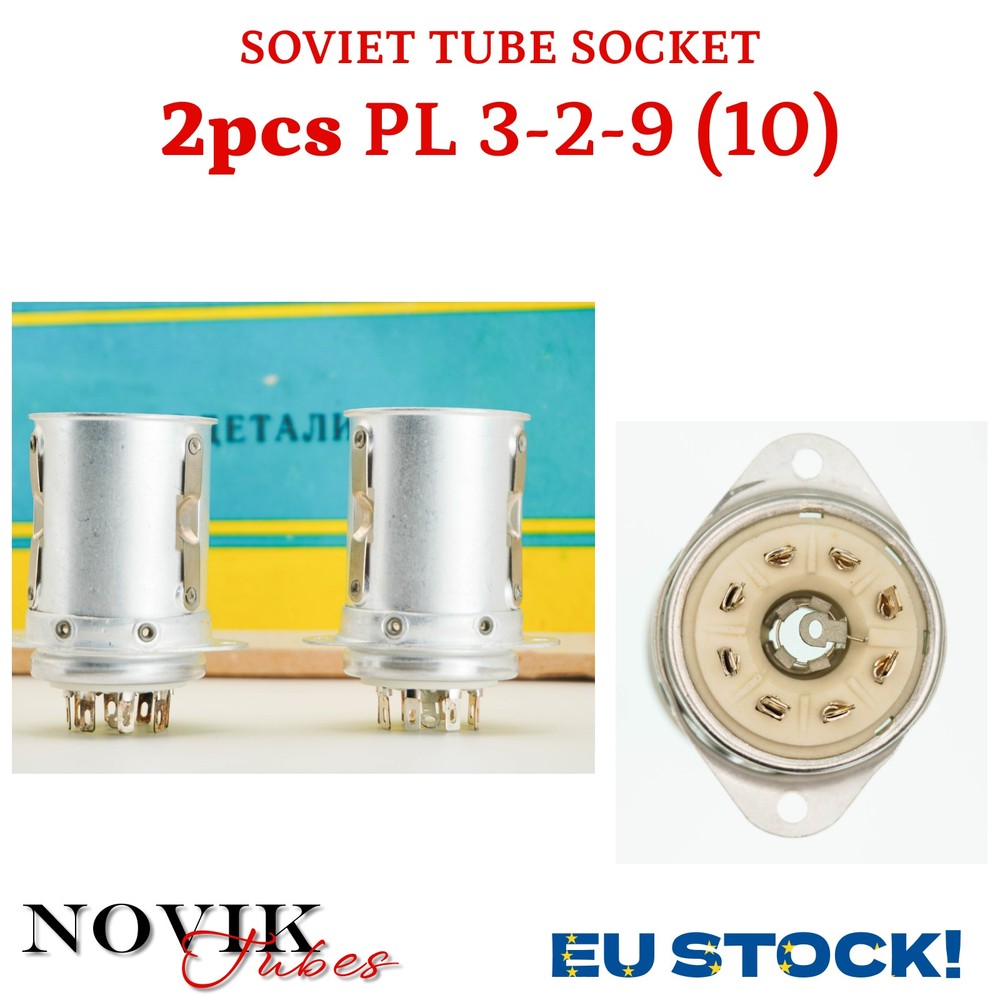 2x PL3-2-9 Tube Socket Ceramic NOS USSR Silver Pins for 5B254 7N7 5B255M C3G