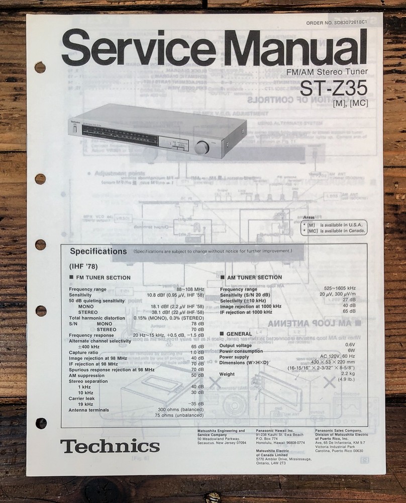 Technics ST-Z35 Tuner Service Manual *Original*