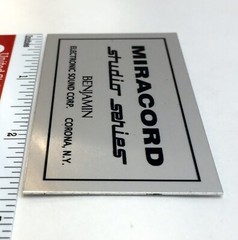 Miracord Studio Series Turntable Custom Identification Plate Aluminum Free Ship