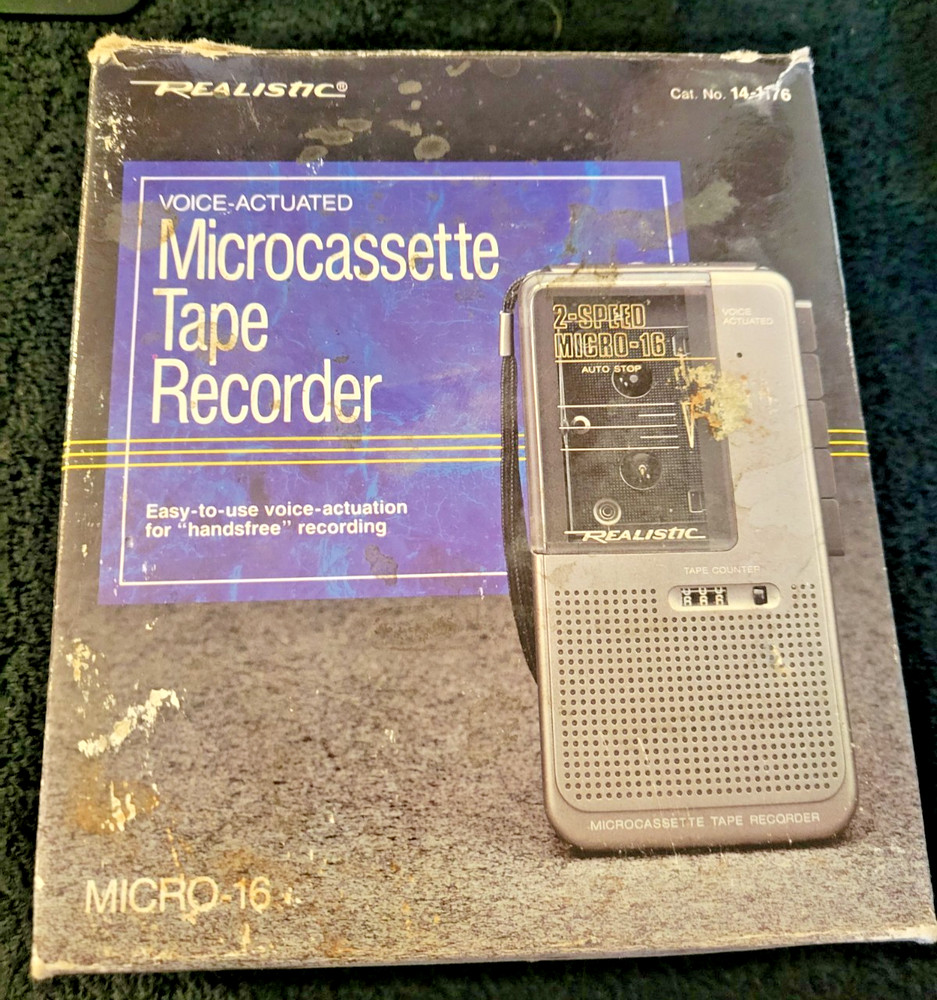 REALISTIC Microcassette TAPE RECORDER MICRO -16 Voice Activated # 14-1176 W/Box