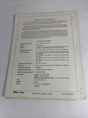 Original DBX 187 Decilinear Noise Reduction System Instruction Manual Vintage