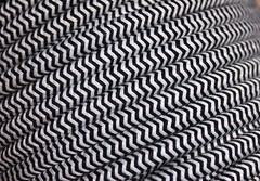 ZigZag Black/White Cloth Covered 3-Wire Round Cord, 18ga Vtg Chevron Lamp Lights