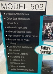 Amtel Vintage Black And White CRT TV Model 502 Portable – NOS