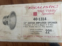 Realistic Radio Shack (Utah) 40-1314 12” 8 OHM Guitar Speaker New Unopened Box