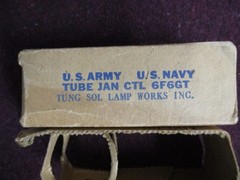 NOS Tung-Sol Black Glass JAN CTL 6F6GT tube. Test 101% emissions & 103% gm. 1947