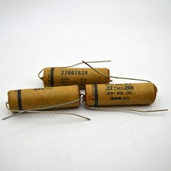 Lot of 3 Vintage 27007820 .22 MFD 200VDC Waxed Paper Capacitors | Outside Foil