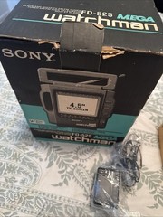 Sony Mega Watchman FD-525 B&W TV AM/FM Tuner In Original Box
