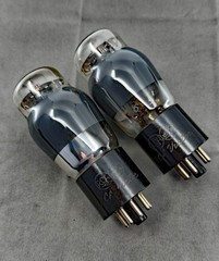 Matched Pair RCA Victor 6F6G Tubes Black Plates Matched Codes Test Strong
