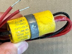 NOS Vintage TVA-2515 Sprague Atom Paper Capacitor 20 + 20 uf 250v Firecracker